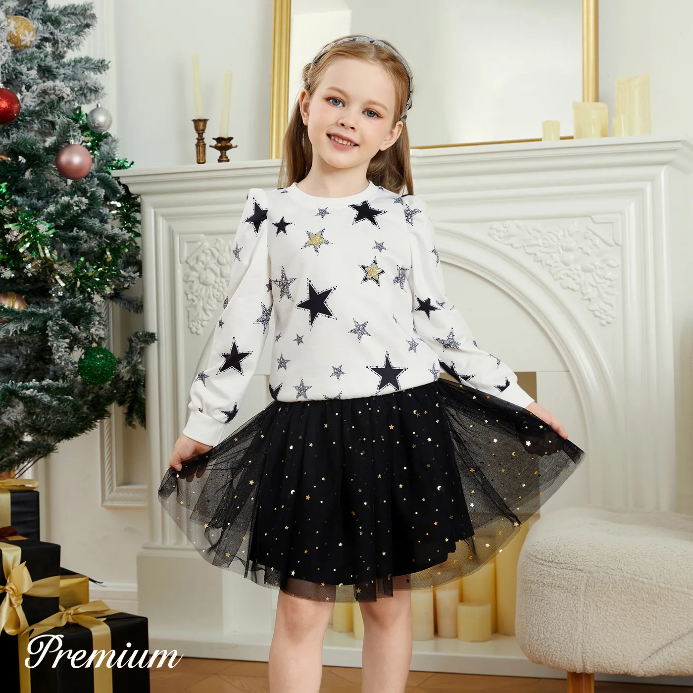 2pcs Toddler Girl Elegant Stars Design Halloween Set 