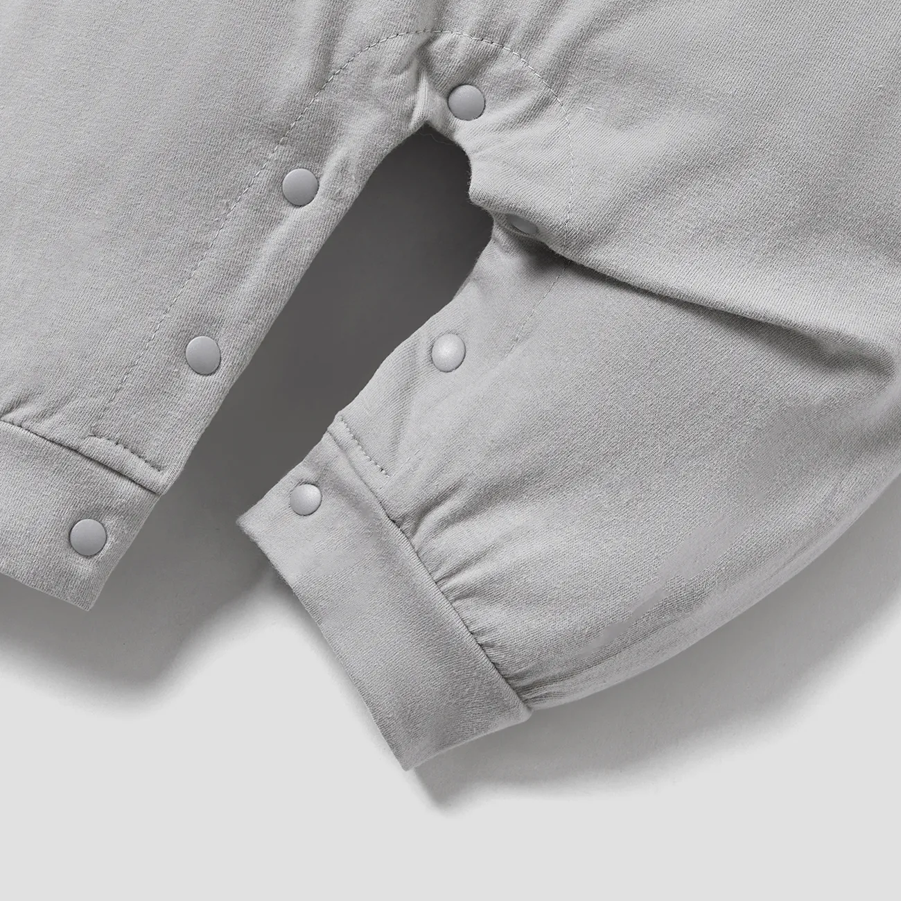 Elephant Applique Stars Print Splice Long-sleeve White Baby Jumpsuit White big image 1