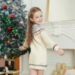 Toddler Girl Christmas Elegant Long Sleeve Dress/Set Apricot image 6