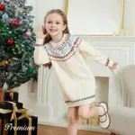 Toddler Girl Christmas Elegant Long Sleeve Dress/Set Apricot image 3