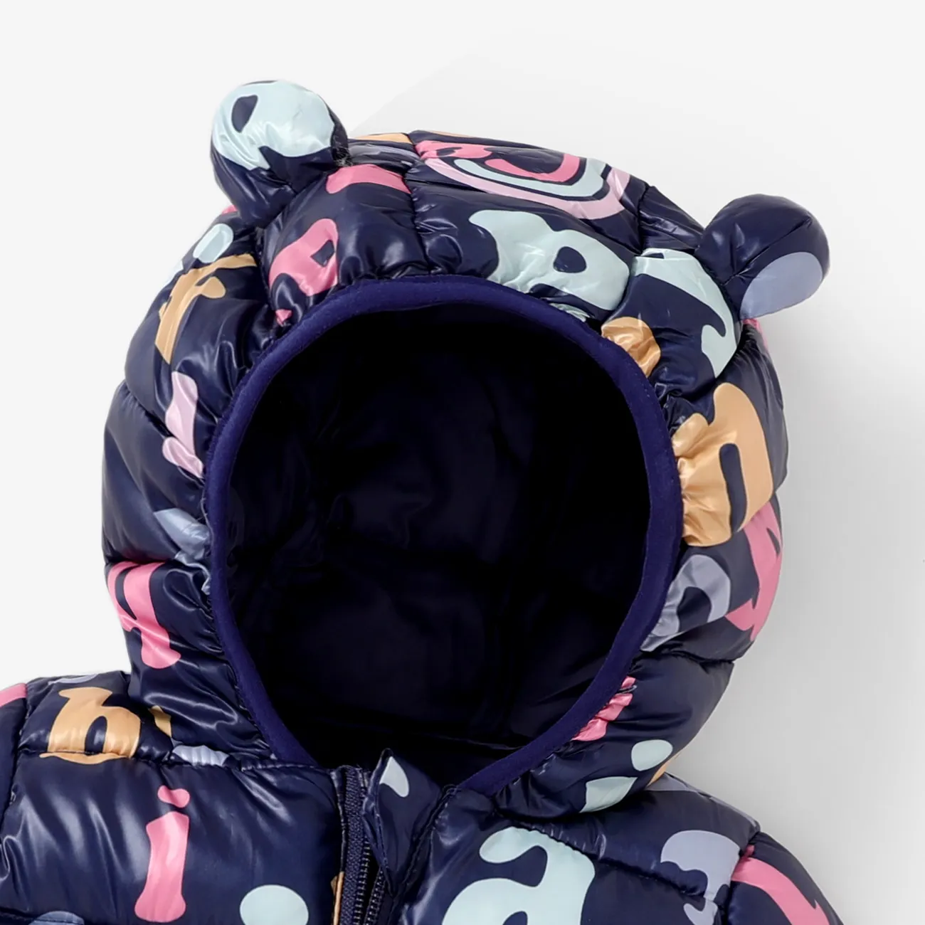 Bebé / Niño Niña Infantil 3D Diseño de orejas con capucha Abrigo de invierno  Azul marino big image 1