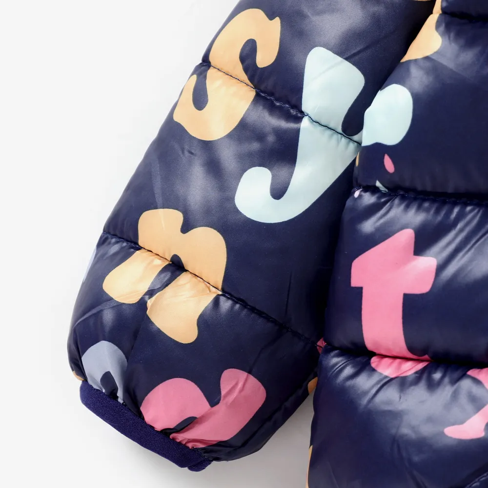 Kid Boy/Girl Hooded Letter Pattern Coat big image 4