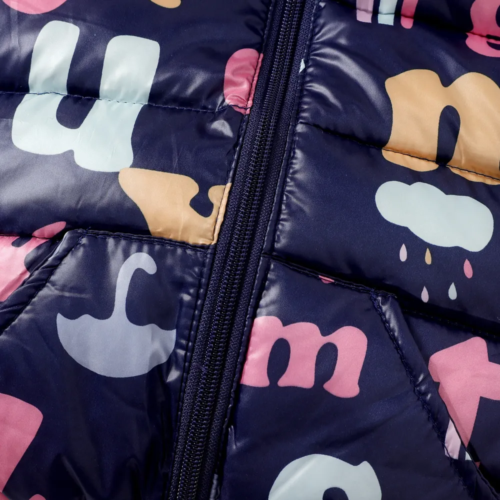 Kid Boy/Girl Hooded Letter Pattern Coat big image 3