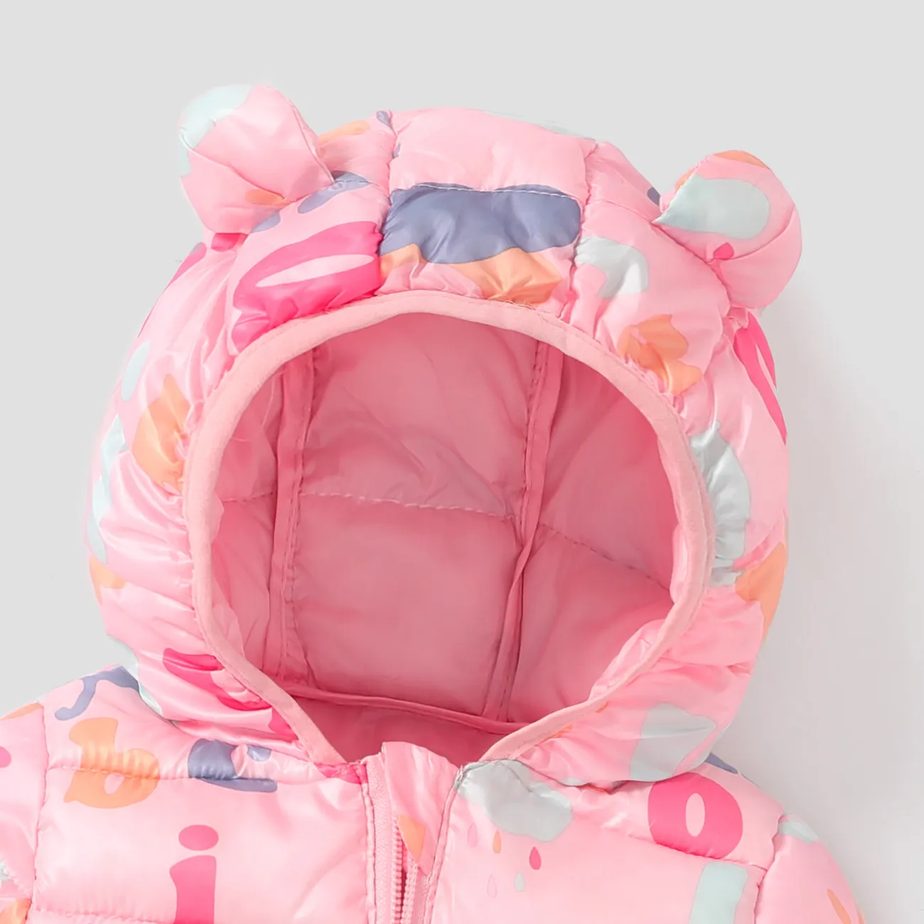 Bebé / Niño Niña Infantil 3D Diseño de orejas con capucha Abrigo de invierno  Rosado big image 1