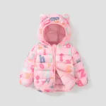 Kid Boy/Girl Hooded Letter Pattern Coat  Pink