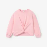 Kid Girl Avant-garde Twist Knot Detail Sweatshirt Pink
