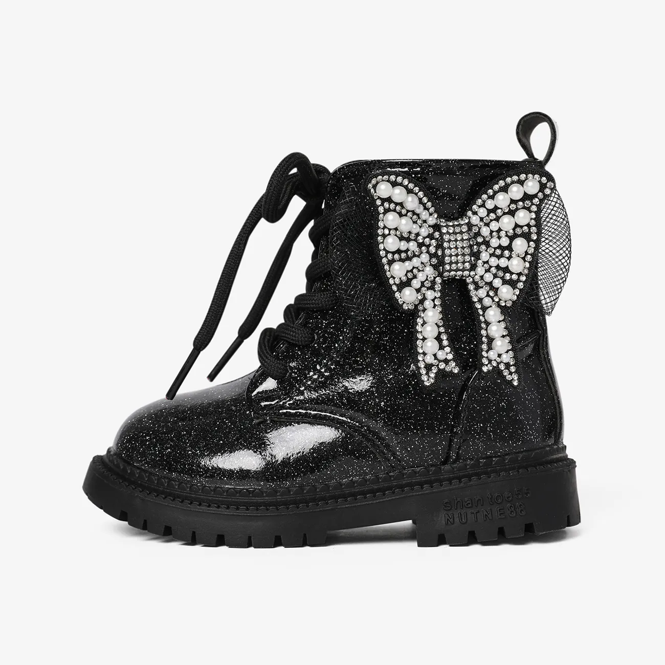  Toddler and Kids Beautiful Butterfly Decor Side Zipper Boots Black big image 1