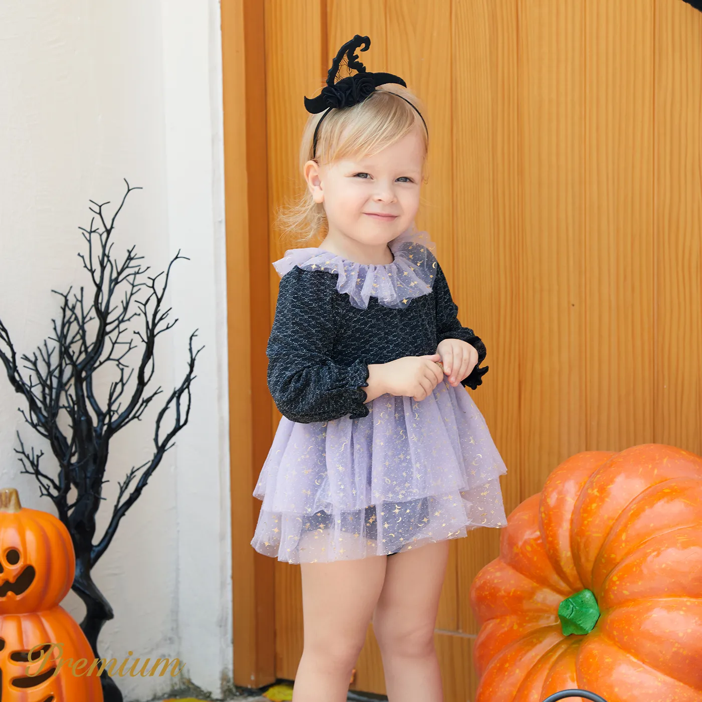 Baby Girl Halloween Long Sleeve Romper with Ruffle Edge   image 5
