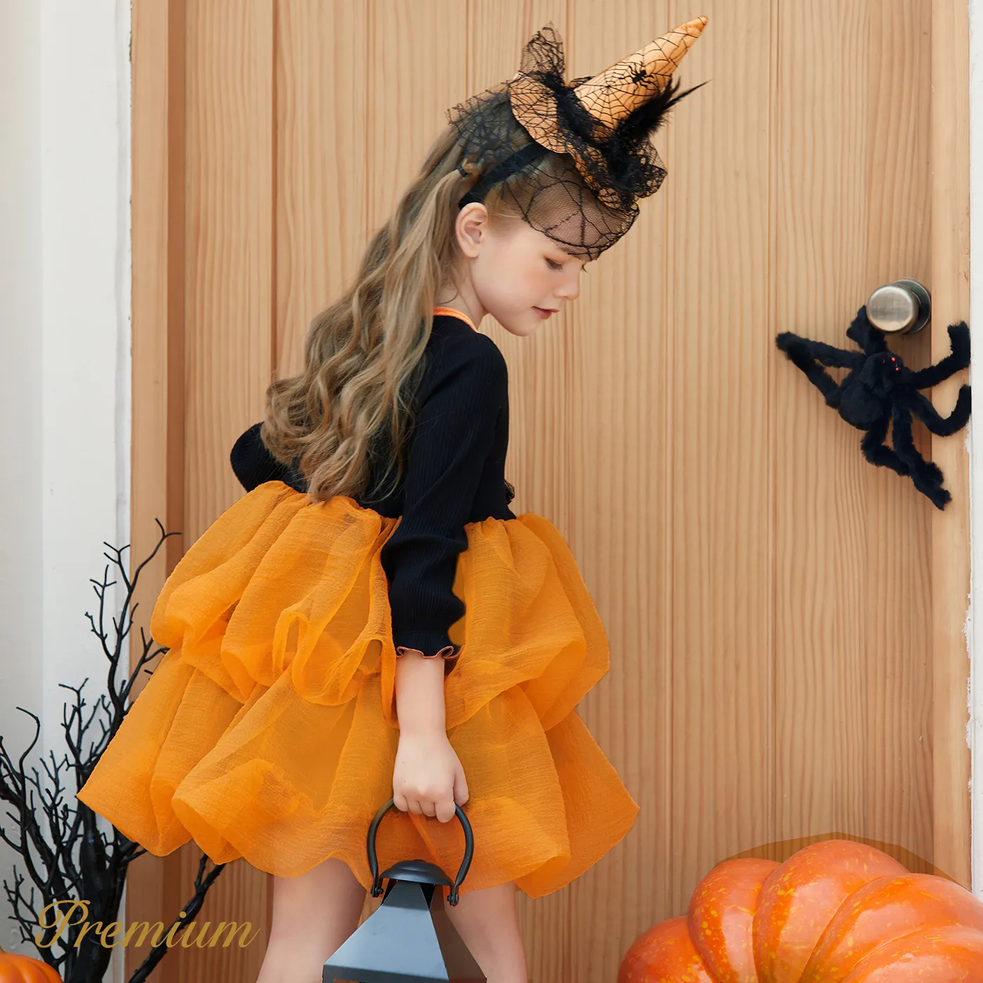 Toddler Girl Halloween Elegant Dress Black image 3