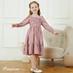 Toddler Girl Plaid Long-sleeve Square Neck Smocked Dress   image 4