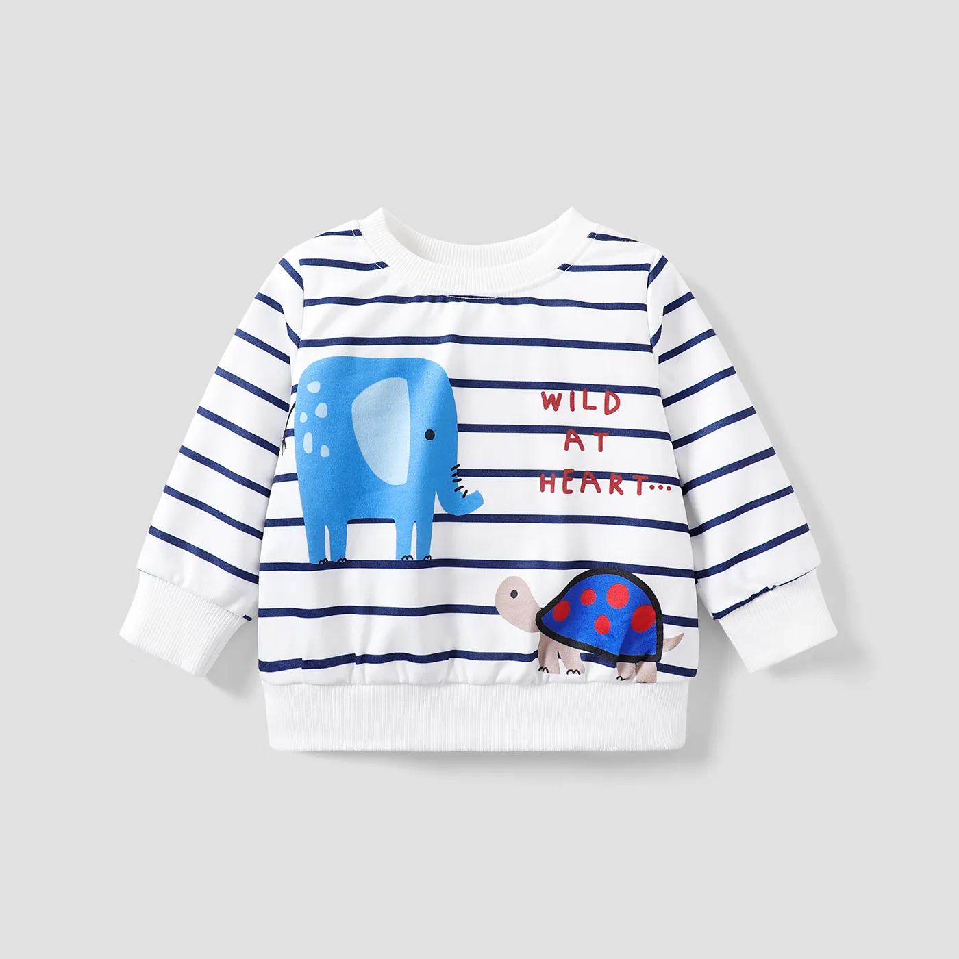 Baby Boy Fashionable Animal Pattern  Long Sleeve Tee Set  White