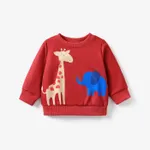 Baby Boy Fashionable Animal Pattern  Long Sleeve Tee Set  Red