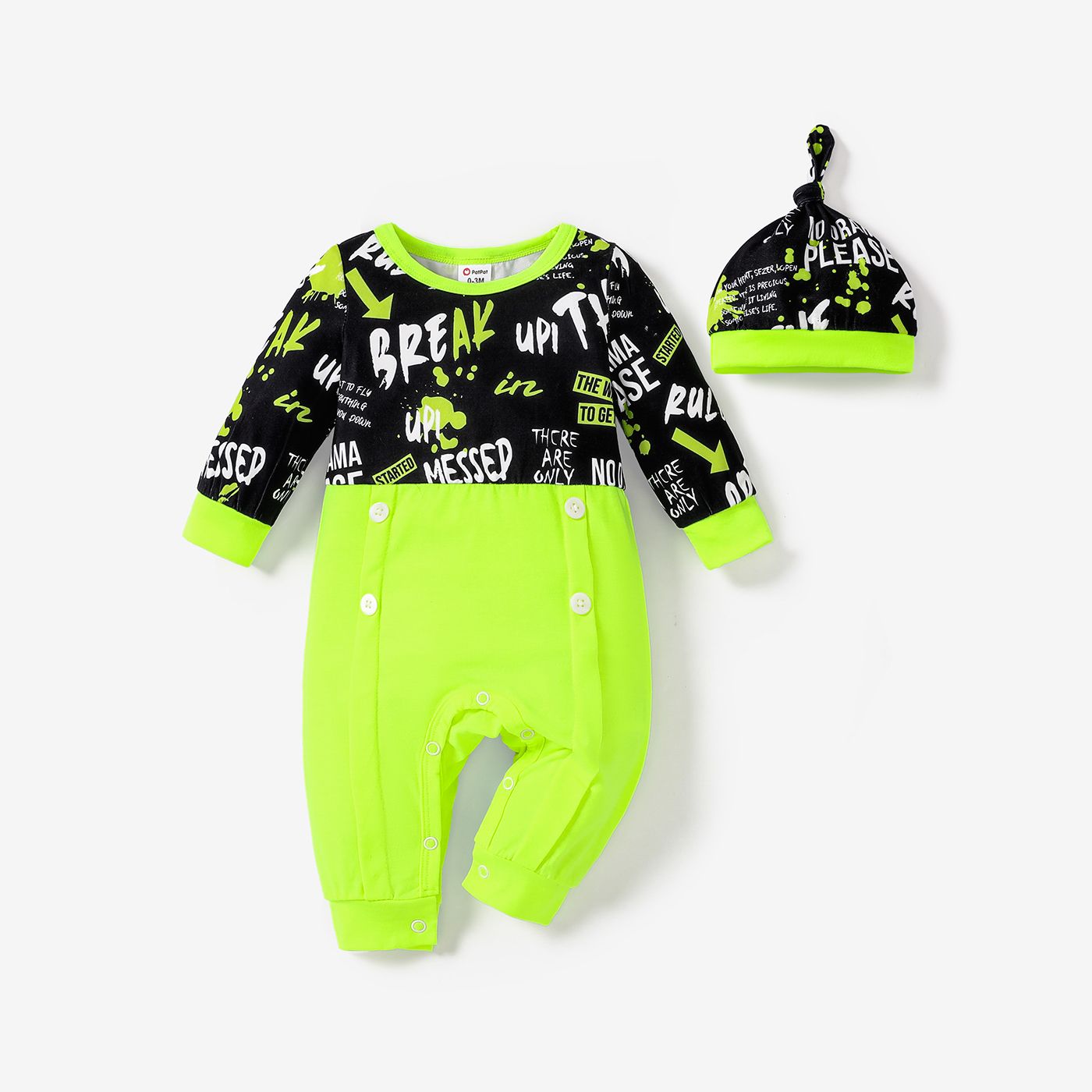 2pcs Baby Boy Avant-garde Style Long Sleeve Jumpsuit Set