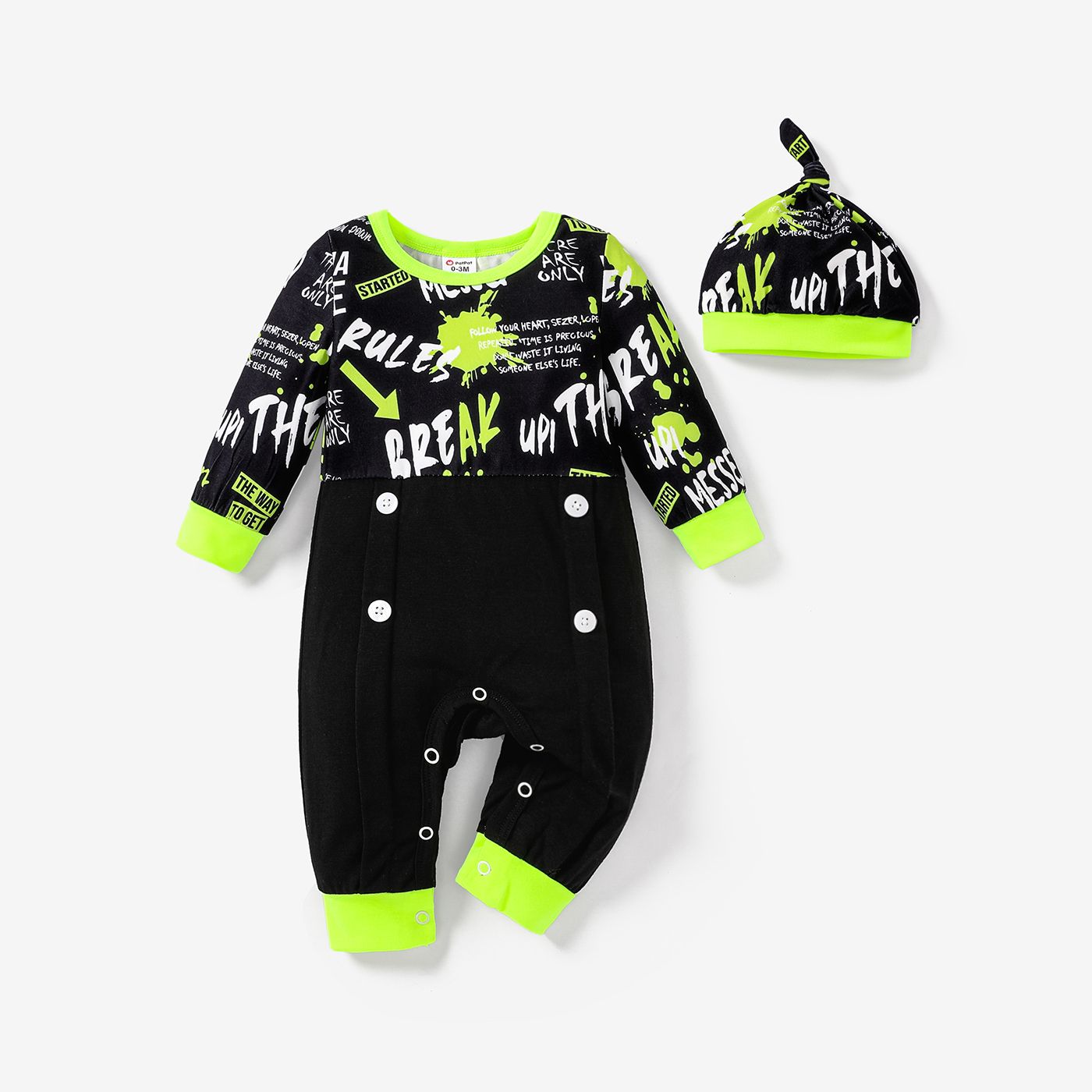 2pcs Baby Boy Avant-garde Style Long Sleeve Jumpsuit Set