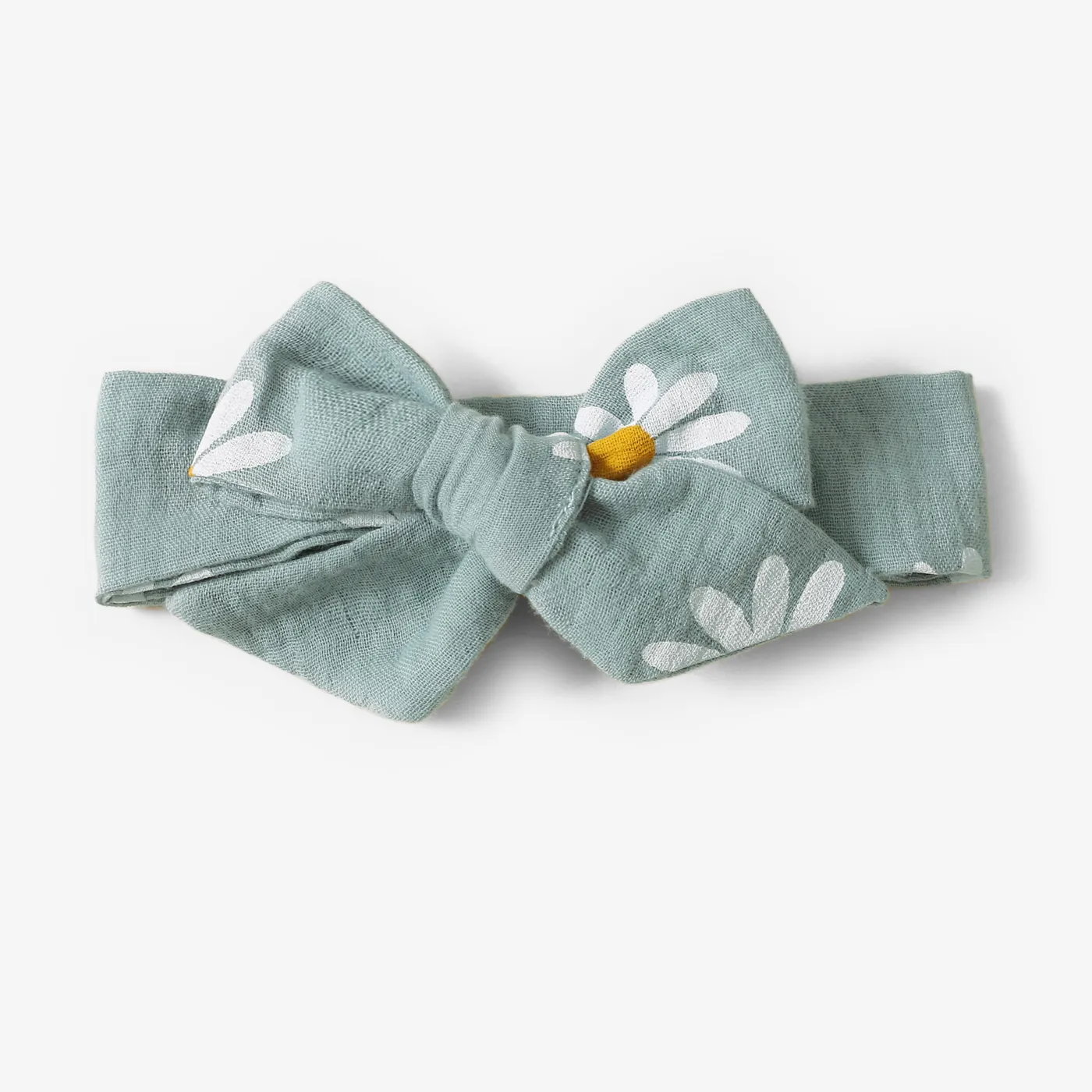 100% Cotton 2pcs Daisy Print Crepe Fabric Baby Romper Set Bluish Grey image 6
