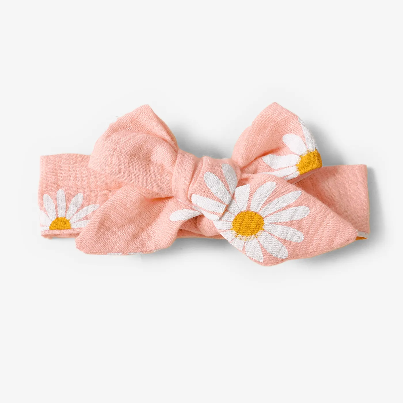 100% Cotton 2pcs Daisy Print Crepe Fabric Baby Romper Set Pink image 6