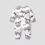 Baby Boy All Over Cartoon Sloth Print White Long-sleeve Jumpsuit White image 3