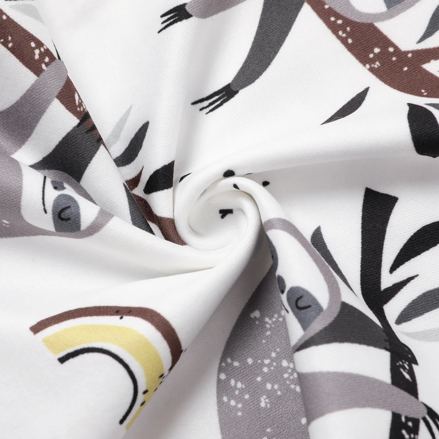 Baby Boy All Over Cartoon Sloth Print White Long-sleeve Jumpsuit White image 6