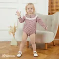 Baby Girl Lace Trim Long-sleeve Plaid Romper   image 2