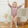 Baby Girl Lace Trim Long-sleeve Plaid Romper   image 3