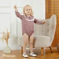 Baby Girl Lace Trim Long-sleeve Plaid Romper   image 4