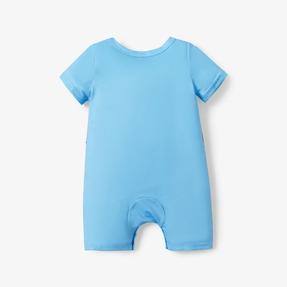 Baby Boy Stripe/Dinosaur Print Short-sleeve Romper big image 3