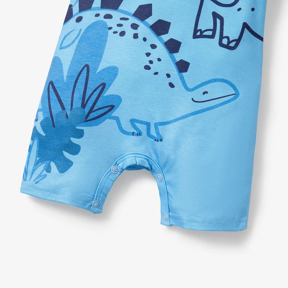 Baby Boy Stripe/Dinosaur Print Short-sleeve Romper  big image 6