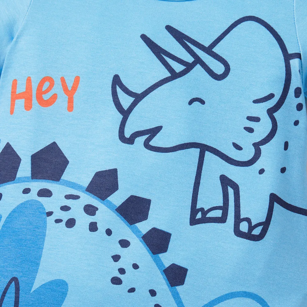 Baby Boy Stripe/Dinosaur Print Short-sleeve Romper  big image 5