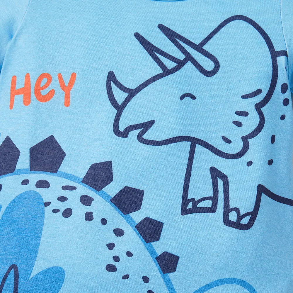 Baby Boy Stripe/Dinosaur Print Short-sleeve Romper big image 5