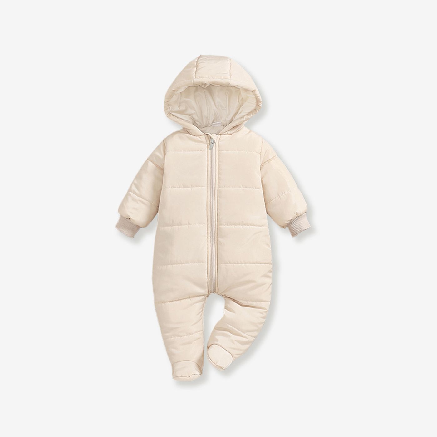 

Baby Boy/Girl Solid Hooded Long-sleeve Footed Thermal Thickened Winter Jumpsuit