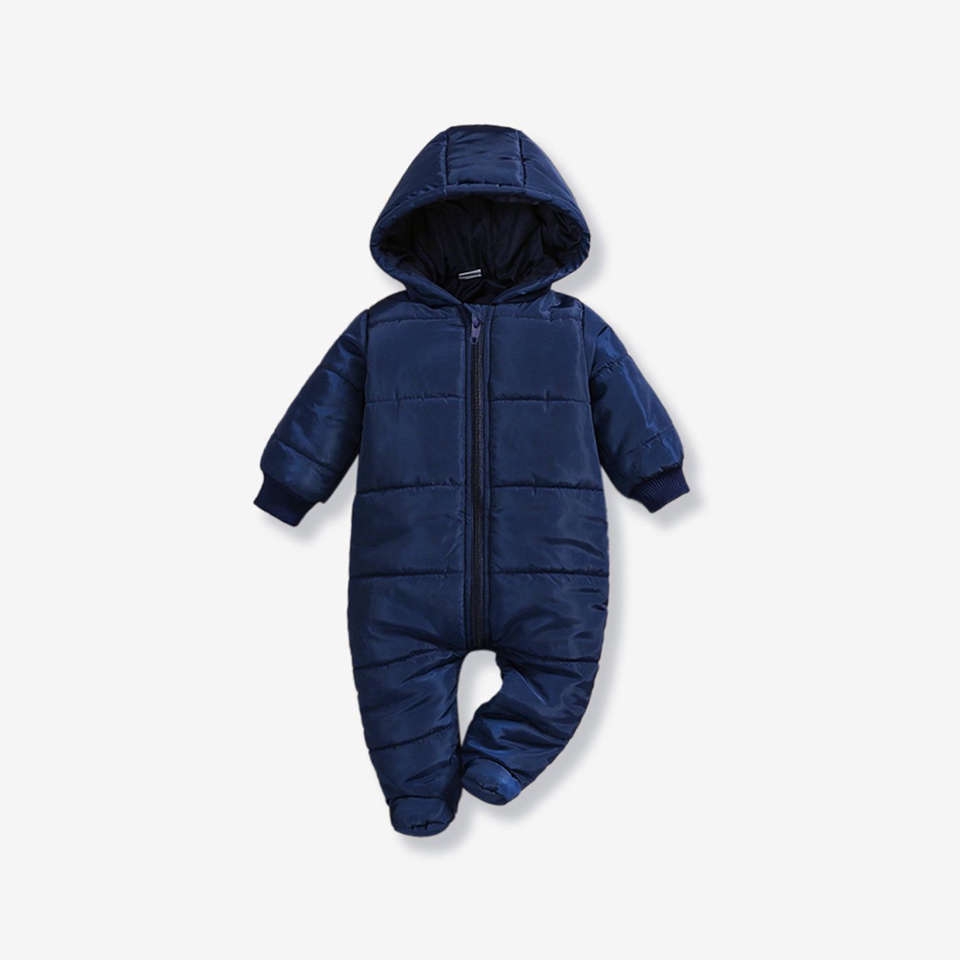 

Baby Boy/Girl Solid Hooded Long-sleeve Footed Thermal Thickened Winter Jumpsuit