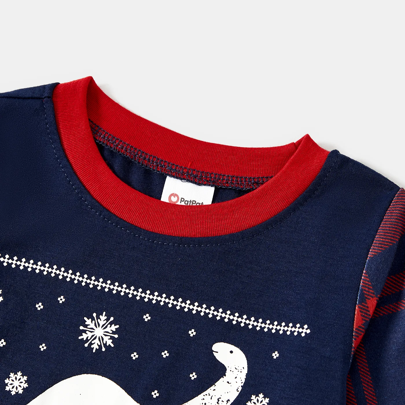 Christmas Snowflake & Dinosuar Print Family Matching Pajamas Sets (Flame Resistant) Blue image 3