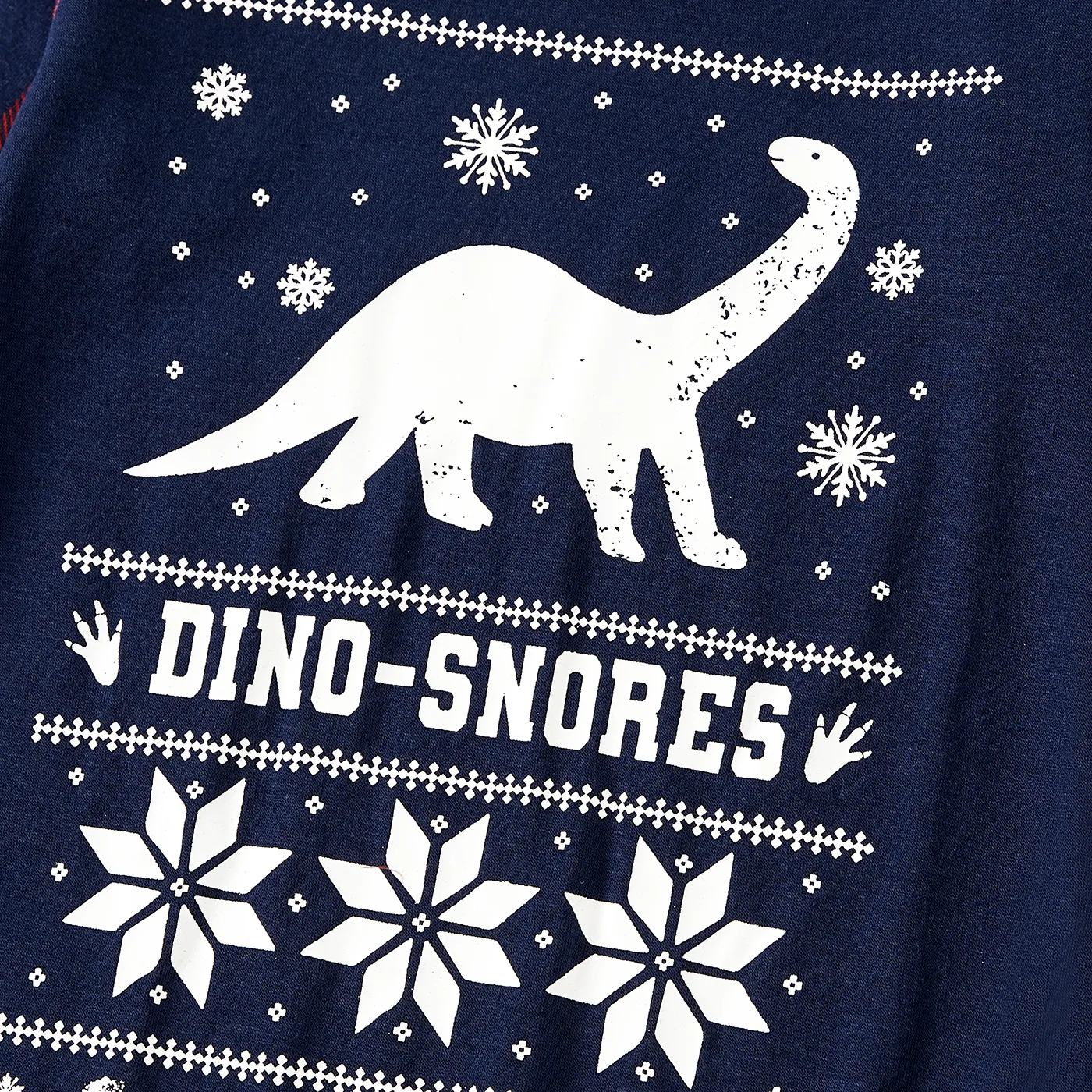 Christmas Snowflake & Dinosuar Print Family Matching Pajamas Sets (Flame Resistant) Blue image 4