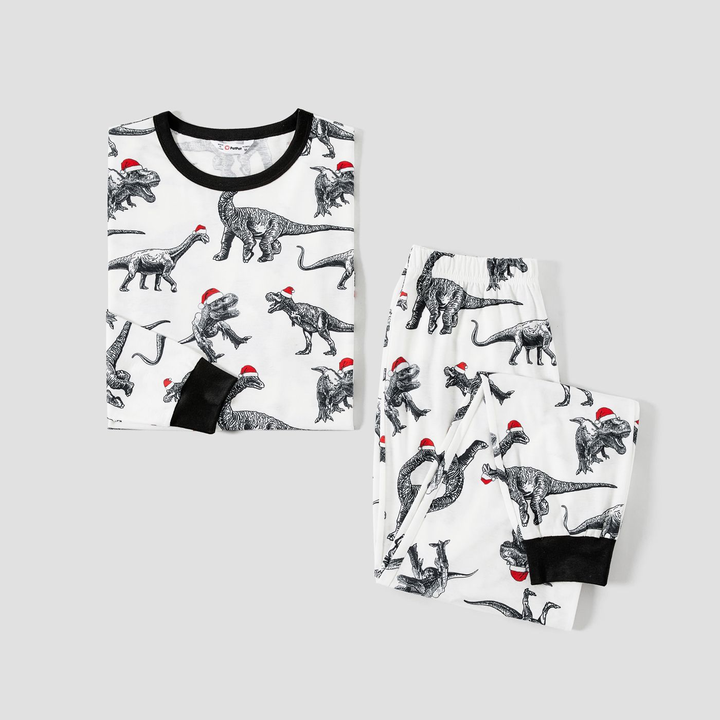 Christmas Family Matching Dinosaurs&Hats Print Long-sleeve Naia Pajamas Sets (Flame Resistant)