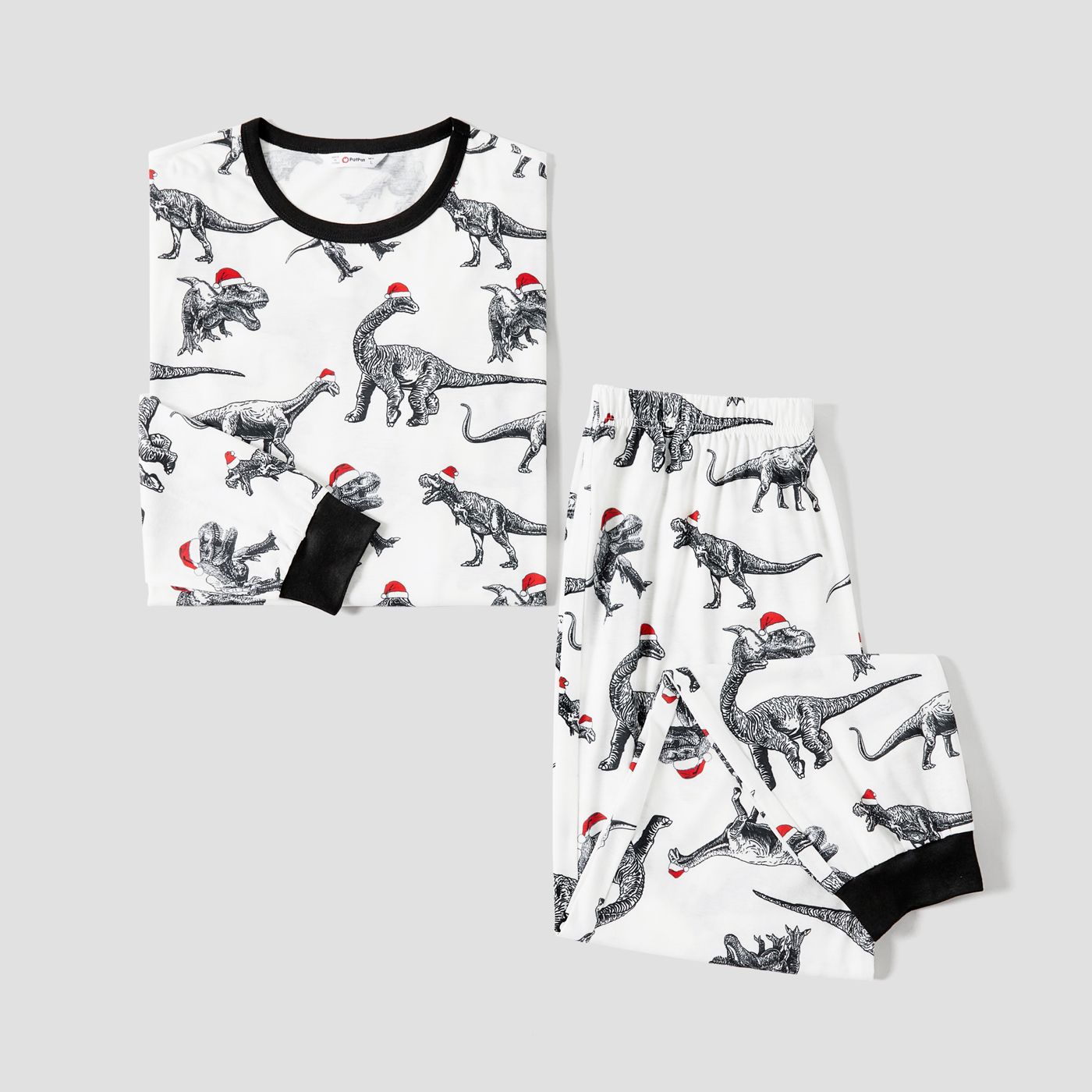 Christmas Family Matching Dinosaurs&Hats Print Long-sleeve Naia Pajamas Sets (Flame Resistant)