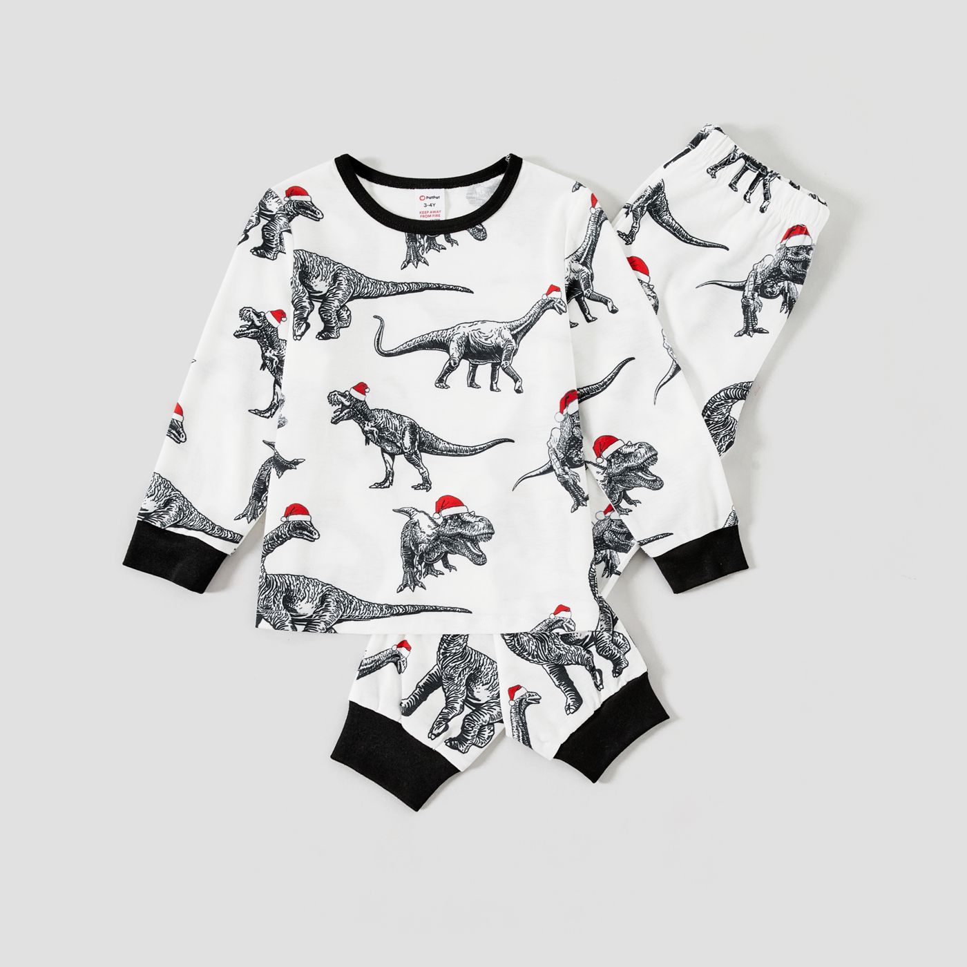 Christmas Family Matching Dinosaurs&Hats Print Long-sleeve Naia Pajamas sets (Flame resistant)
