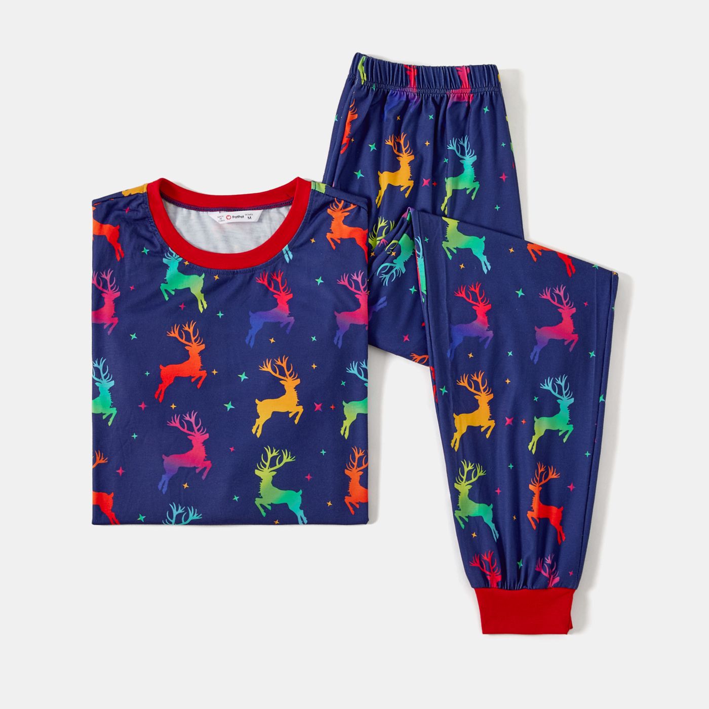 Christmas Allover Reindeer Print Family Matching Pajamas Sets (Flame Resistant)