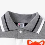 Baby Boy Animal Pattern Fox Print Shirt Collar Long Sleeve Jumpsuit   image 3