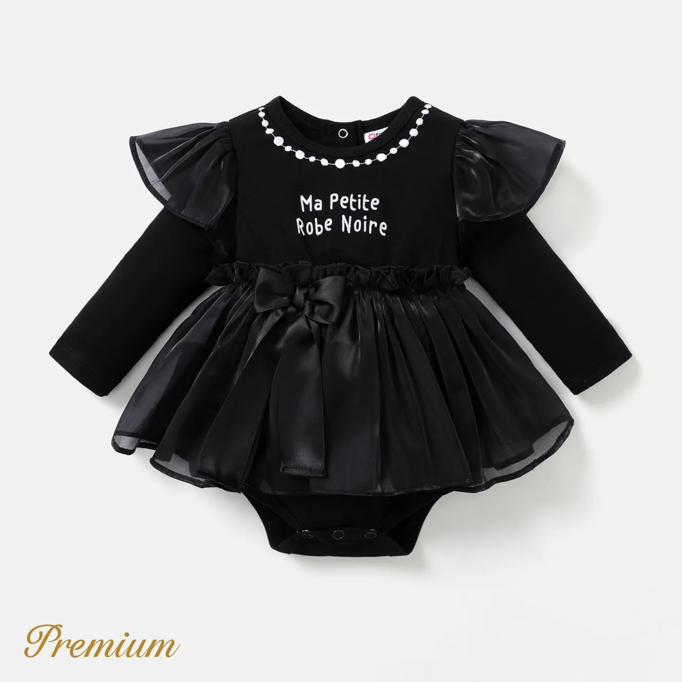 Toddler/Kid Girl Elegant Trendy Halloween Set/Romper BlackandWhite big image 1