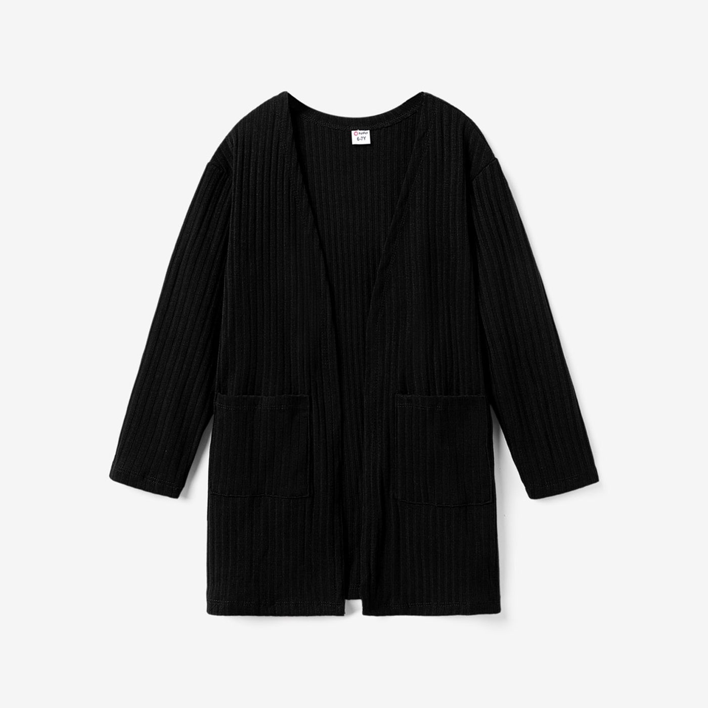 

Kid Girl Basic Patch Pocket Design Cardigan/Top