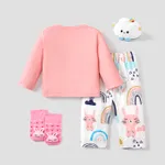 2pcs bebê menina coelho padrão casual pijama set  image 2