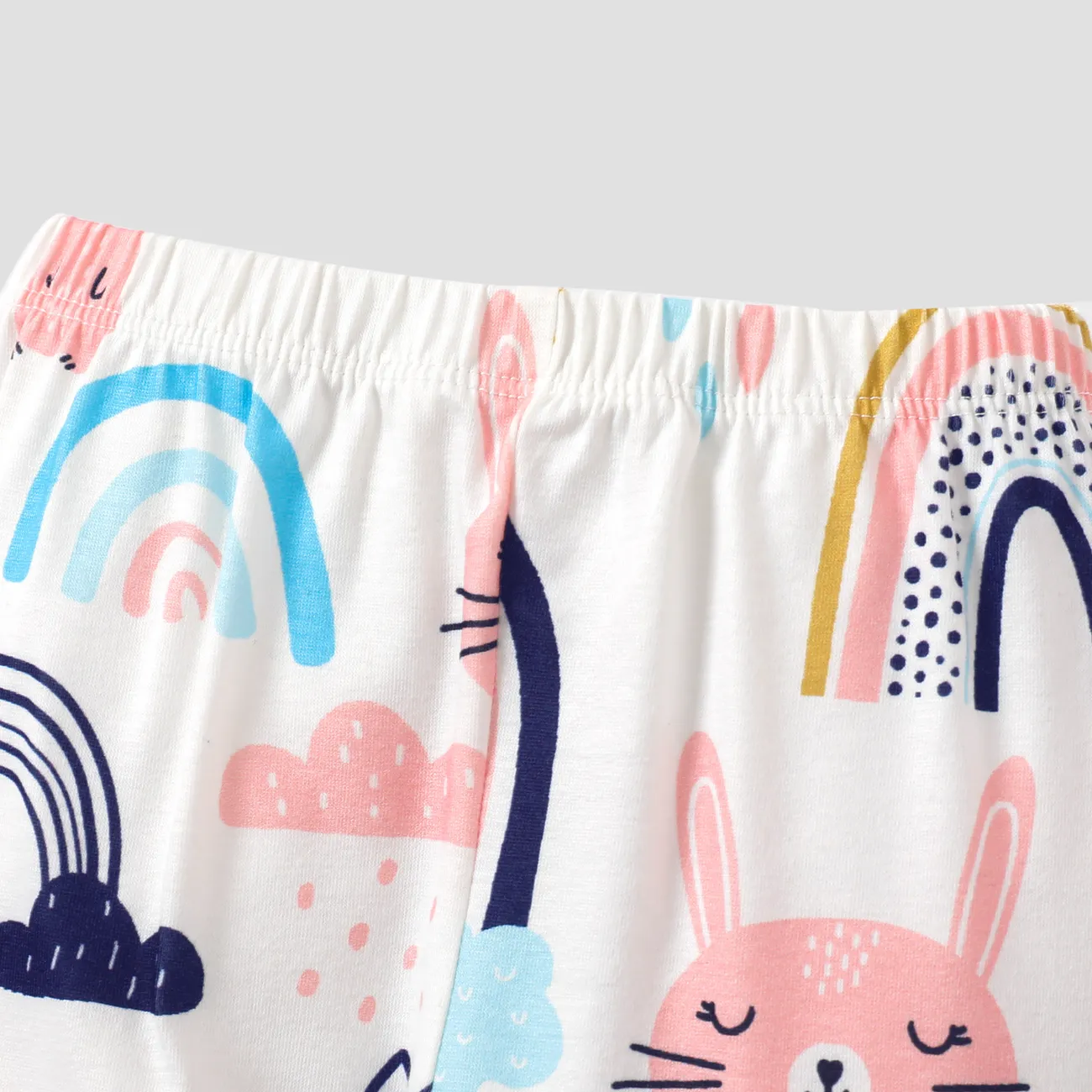 2pcs Baby Mädchen Kaninchen Muster Casual Pyjama Set rosa big image 1