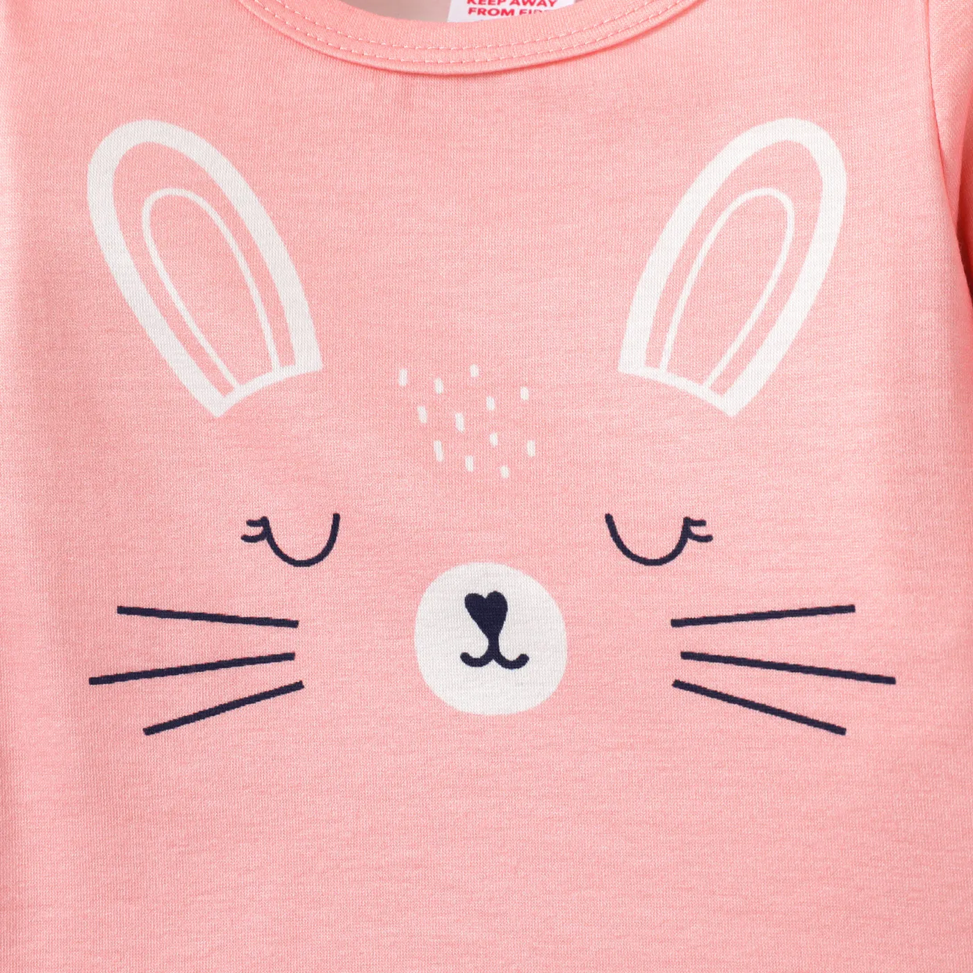 2pcs bebê menina coelho padrão casual pijama set  image 3