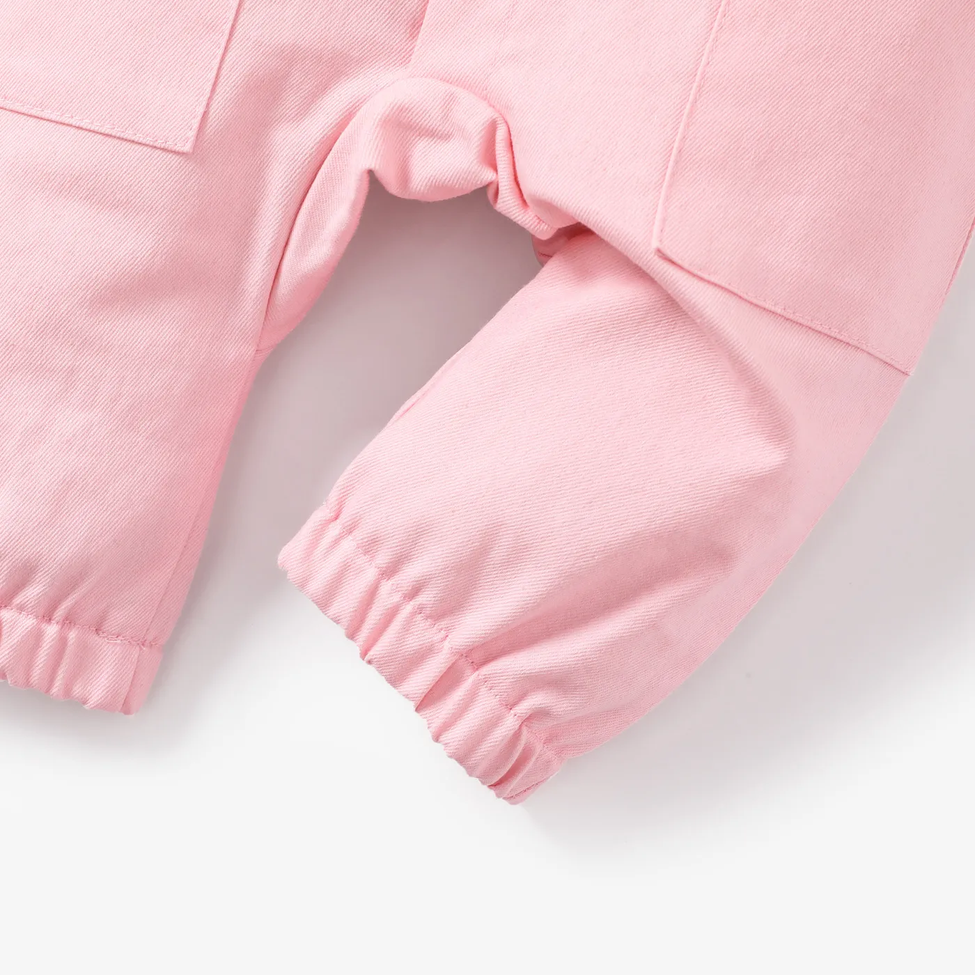 Baby Girl Cotton Classic Long Sleeve Jumpsuit with Patch Pocket   image 5