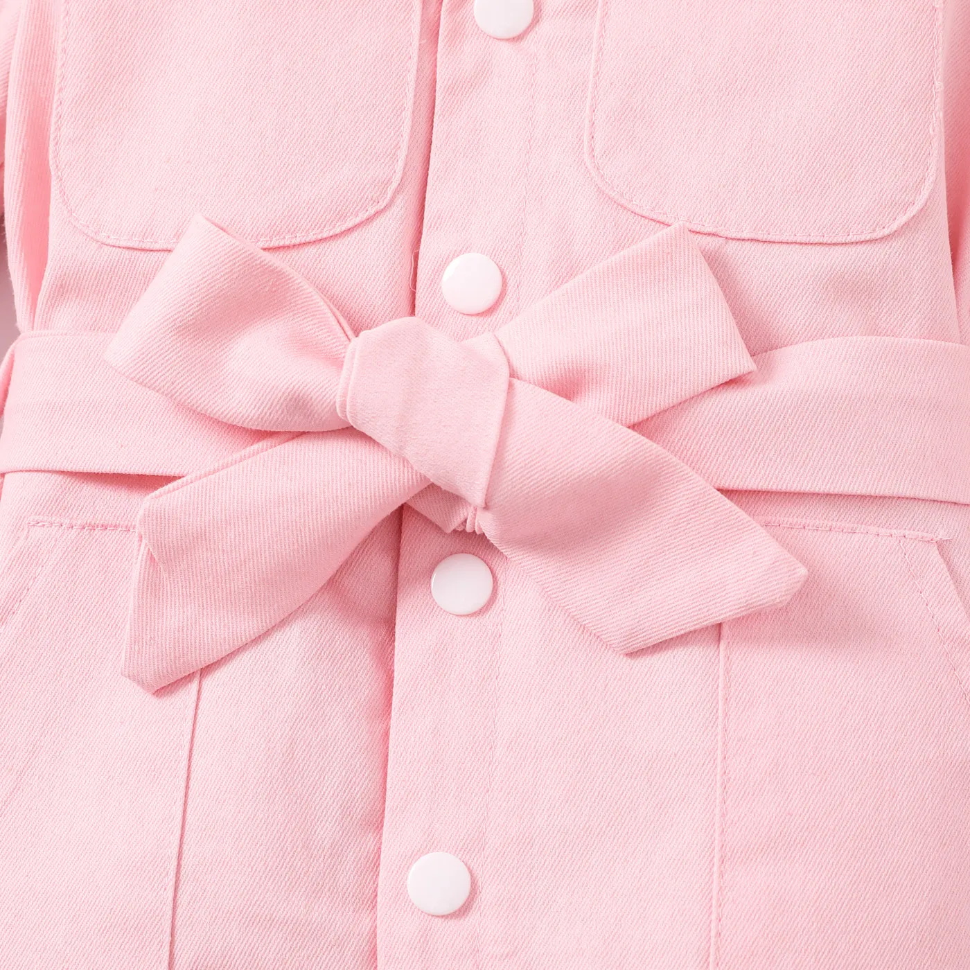 Baby Girl Cotton Classic Long Sleeve Jumpsuit with Patch Pocket   image 3