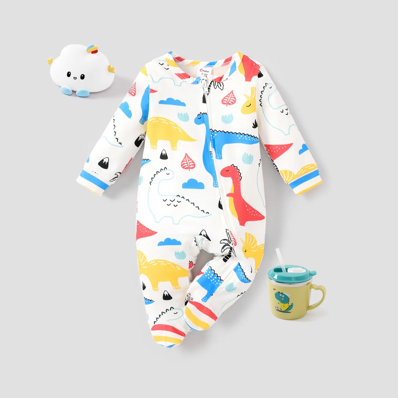  Bebê menina / menino infantil roupas de casa com zíper Branco big image 1