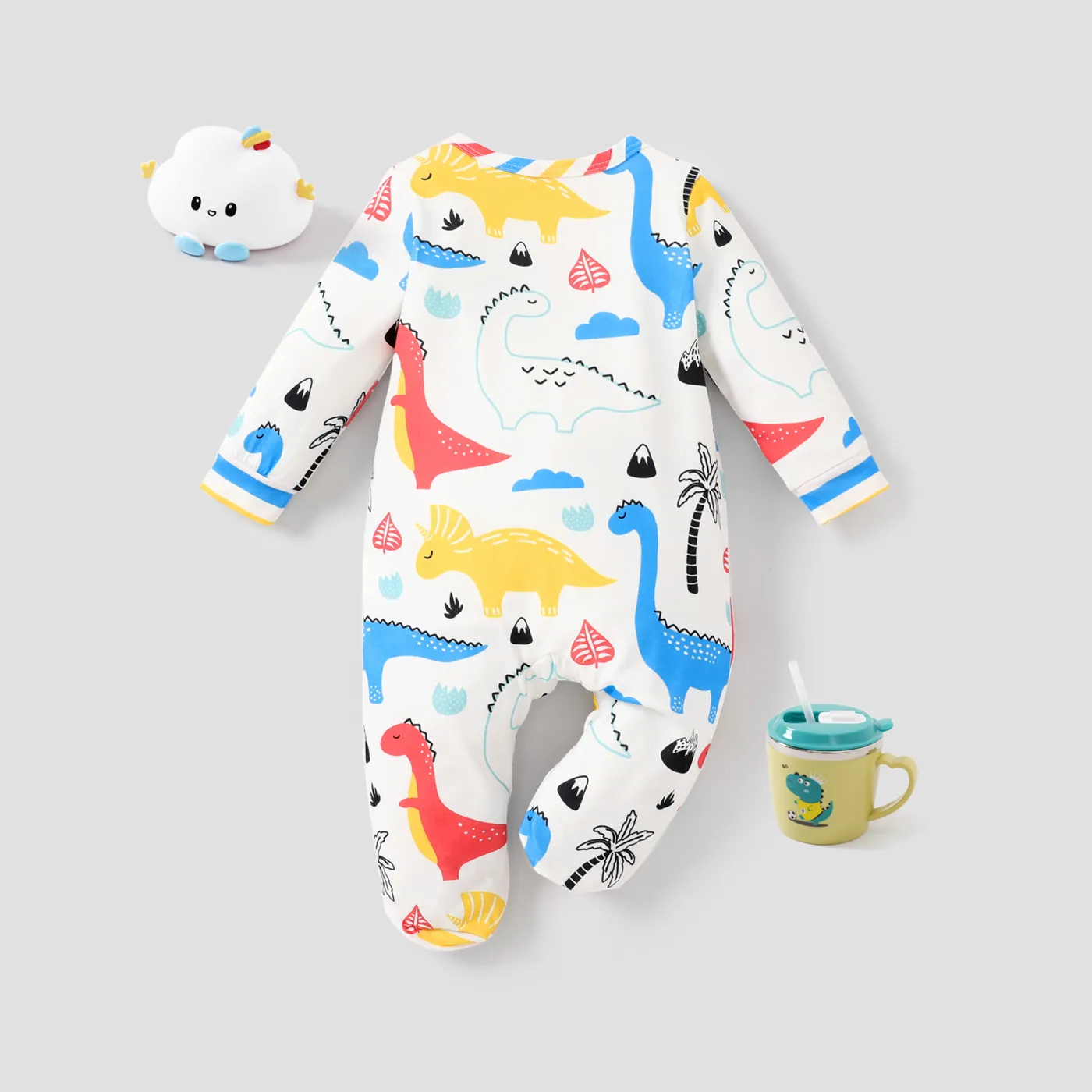  Baby Girl/Boy Childlike Home Clothes with Zipper White image 2