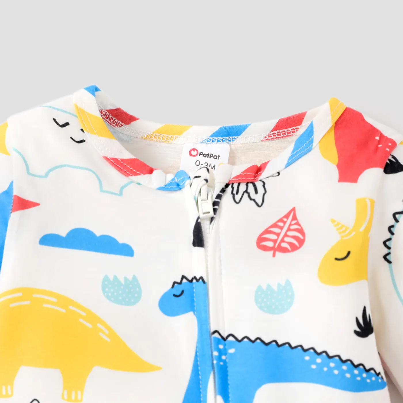  Baby Girl/Boy Childlike Home Clothes with Zipper White image 3