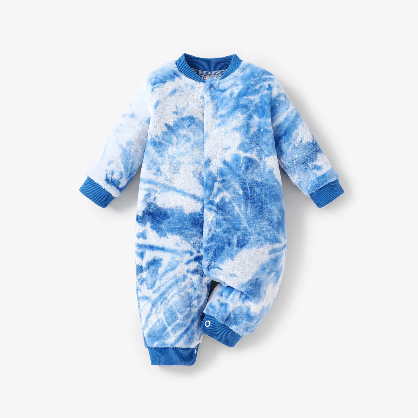 Baby Girl/Boy Tie-Dye Long Sleeve Jumpsuit Blue big image 1