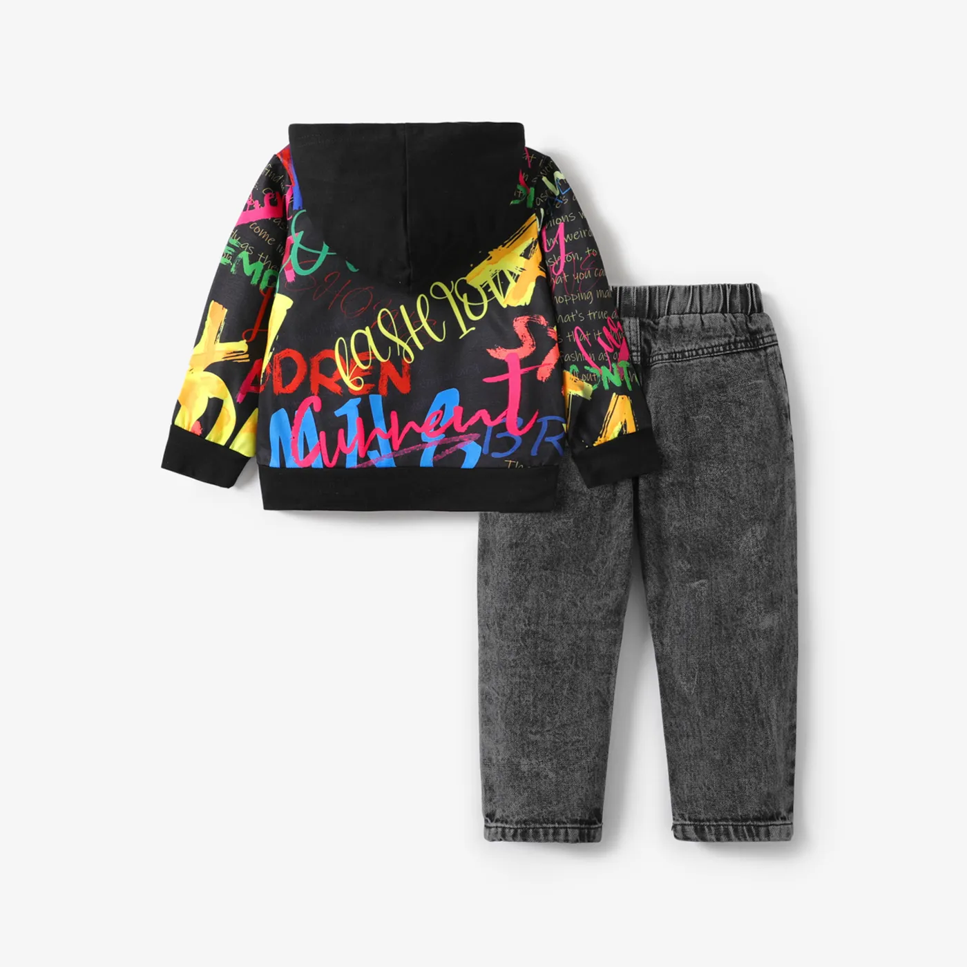 2pcs Toddler Boy Avant-garde Letter Set Black image 5
